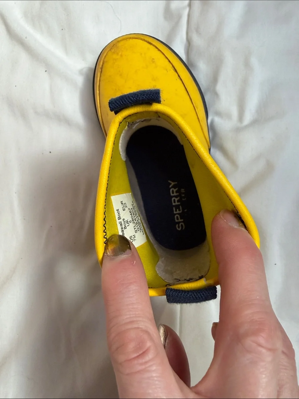 Sperry Yellow and Navy Kids Rain Boots